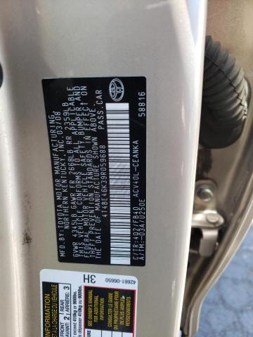 Photo 10 from auction – 2009 TOYOTA CAMRY BASE with VIN 4T4BE46K39R059688