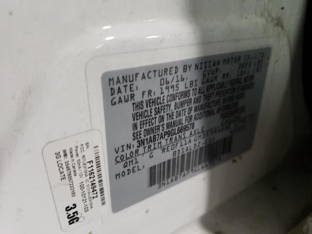 Photo 10 from auction – 2016 NISSAN SENTRA S with VIN 3N1AB7AP9GL669578
