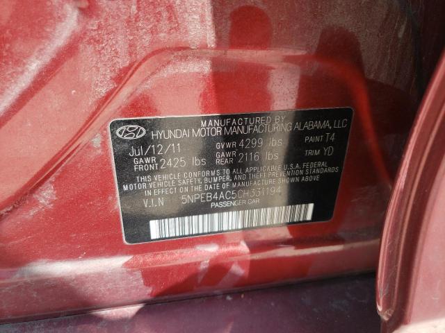 Photo 10 from auction – 2012 HYUNDAI SONATA GLS with VIN 5NPEB4AC5CH331194