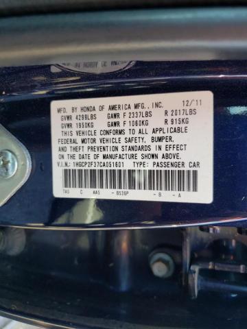 Photo 10 from auction – 2012 HONDA ACCORD LX with VIN 1HGCP2F37CA051601