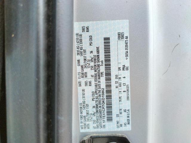 Photo 10 from auction – 2016 FORD F150 SUPER with VIN 1FTEX1CP7GKD15862