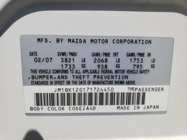Photo 10 from auction – 2007 MAZDA 3 with VIN JM1BK12G171724450