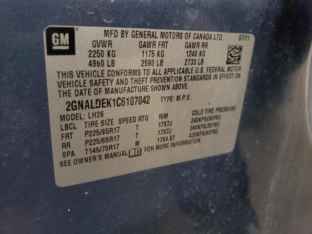 Photo 10 from auction – 2012 CHEVROLET EQUINOX LT with VIN 2GNALDEK1C6107042