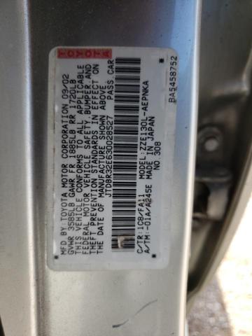 Photo 10 from auction – 2003 TOYOTA COROLLA CE with VIN JTDBR32E630028527