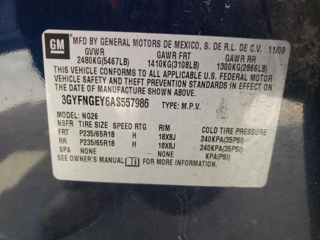 Photo 10 from auction – 2010 CADILLAC SRX with VIN 3GYFNGEY6AS557986