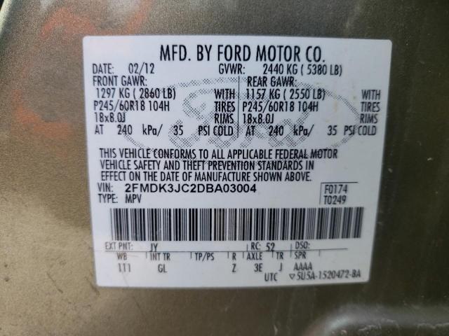 Photo 10 from auction – 2013 FORD EDGE SEL with VIN 2FMDK3JC2DBA03004