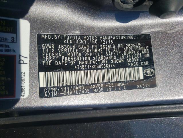 Photo 10 from auction – 2016 TOYOTA CAMRY with VIN 4T1BF1FK0GU556474