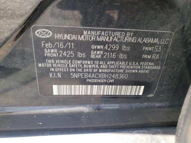 Photo 10 from auction – 2011 HYUNDAI SONATA GLS with VIN 5NPEB4ACXBH248360
