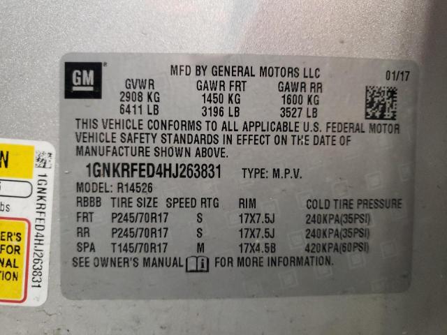 Photo 10 from auction – 2017 CHEVROLET TRAVERSE L with VIN 1GNKRFED4HJ263831