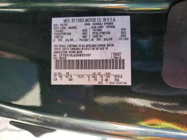 Photo 10 from auction – 2002 FORD F150 with VIN 1FTRX18L62NB53107