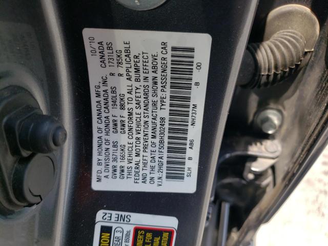 Photo 10 from auction – 2011 HONDA CIVIC LX with VIN 2HGFA1F50BH302498