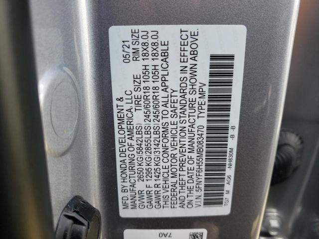 Photo 10 from auction – 2021 HONDA PILOT EXL with VIN 5FNYF6H55MB083470