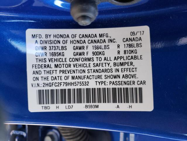 Photo 10 from auction – 2017 HONDA CIVIC EX with VIN 2HGFC2F79HH575532