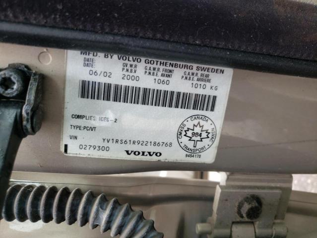 Photo 10 from auction – 2002 VOLVO S60 with VIN YV1RS61R922186768
