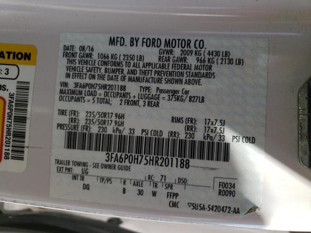 Photo 10 from auction – 2017 FORD FUSION SE with VIN 3FA6P0H75HR201188
