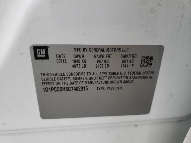 Photo 10 from auction – 2012 CHEVROLET CRUZE LS with VIN 1G1PC5SH5C7402915