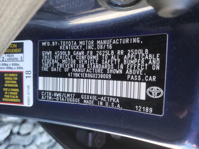 Photo 10 from auction – 2016 TOYOTA AVALON HYB with VIN 4T1BK1EB9GU238009