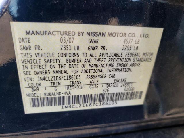 Photo 10 from auction – 2007 NISSAN ALTIMA HYB with VIN 1N4CL21E87C186105