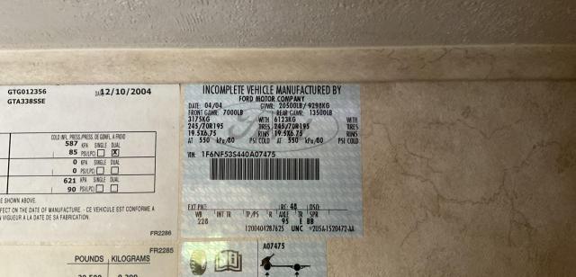 Photo 10 from auction – 2004 FORD F550 SUPER with VIN 1F6NF53S440A07475