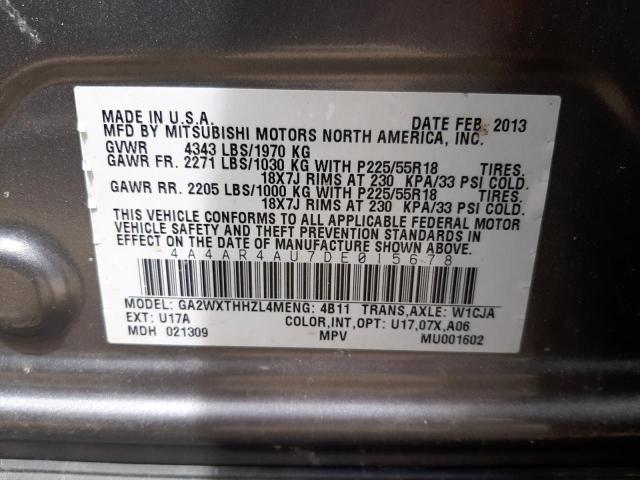 Photo 10 from auction – 2013 MITSUBISHI OUTLANDER with VIN 4A4AR4AU7DE015678