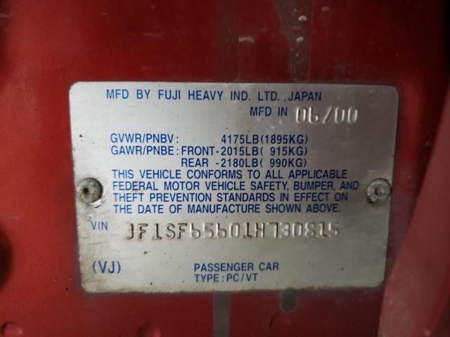 Photo 10 from auction – 2001 SUBARU FORESTER S with VIN JF1SF65601H730815
