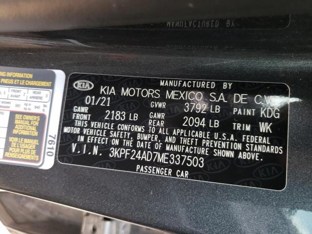 Photo 10 from auction – 2021 KIA FORTE FE with VIN 3KPF24AD7ME337503