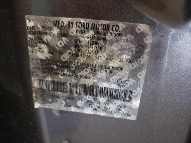 Photo 10 from auction – 2010 FORD F150 SUPER with VIN 1FTEW1C87AFA62960
