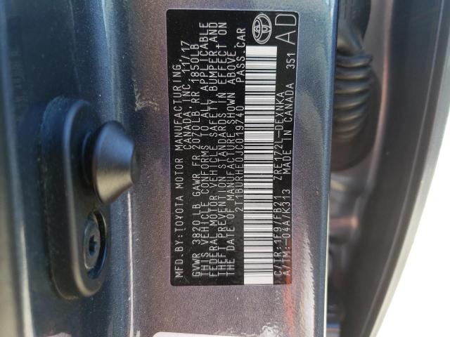 Photo 10 from auction – 2018 TOYOTA COROLLA L with VIN 2T1BURHE0JC019740