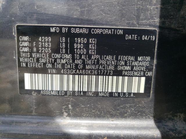 Photo 10 from auction – 2019 SUBARU IMPREZA with VIN 4S3GKAA60K3617773