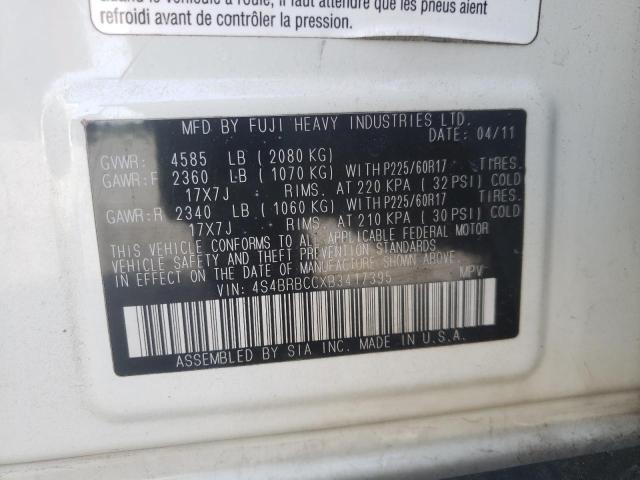 Photo 10 from auction – 2011 SUBARU OUTBACK 2. with VIN 4S4BRBCCXB3417395