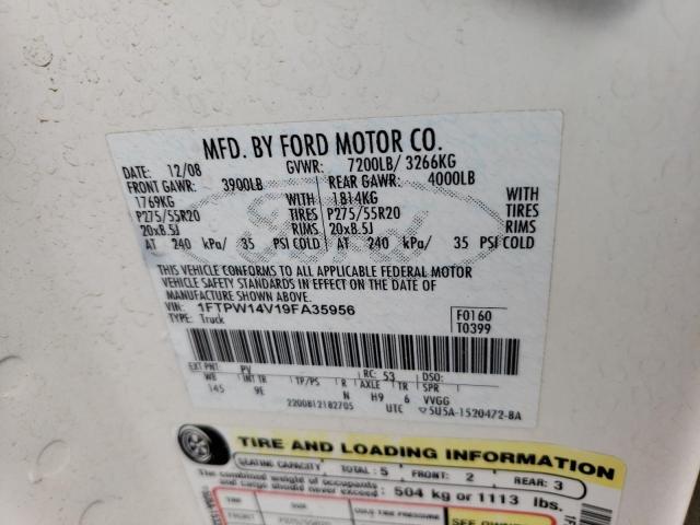 Photo 10 from auction – 2009 FORD F150 SUPER with VIN 1FTPW14V19FA35956
