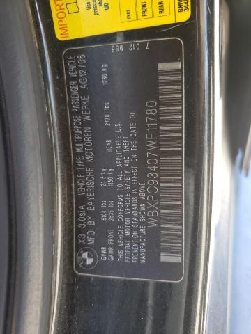 Photo 10 from auction – 2007 BMW X3 3.0SI with VIN WBXPC93407WF11780