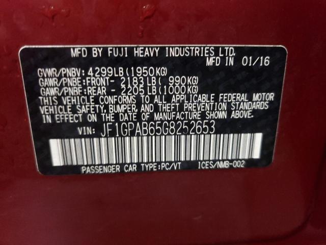 Photo 10 from auction – 2016 SUBARU IMPREZA PR with VIN JF1GPAB65G8252653