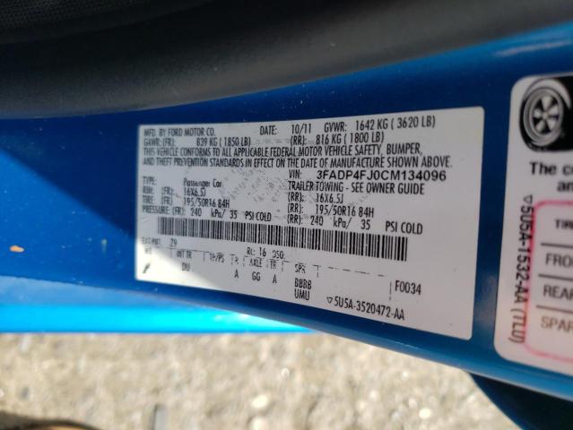 Photo 10 from auction – 2012 FORD FIESTA SES with VIN 3FADP4FJ0CM134096