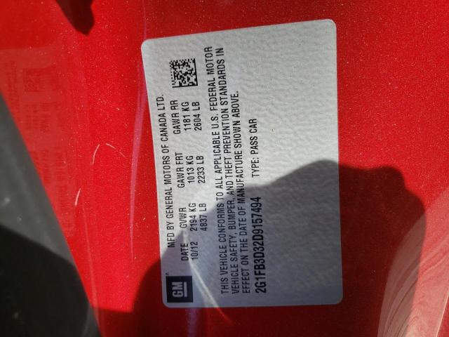 Photo 10 from auction – 2013 CHEVROLET CAMARO LT with VIN 2G1FB3D32D9157494