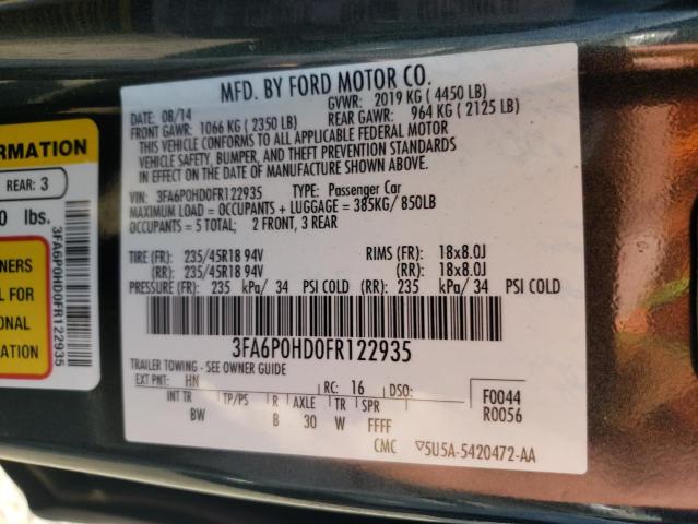 Photo 10 from auction – 2015 FORD FUSION SE with VIN 3FA6P0HD0FR122935