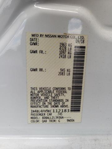Photo 10 from auction – 2019 NISSAN ALTIMA PLA with VIN 1N4BL4FV9KC112183