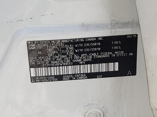 Photo 10 from auction – 2015 TOYOTA RAV4 LIMIT with VIN 2T3YFREV6FW189543