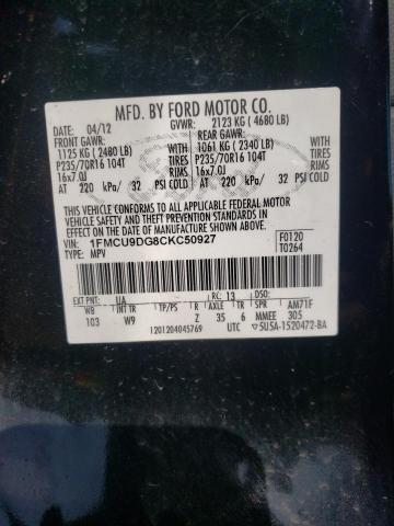 Photo 10 from auction – 2012 FORD ESCAPE XLT with VIN 1FMCU9DG8CKC50927