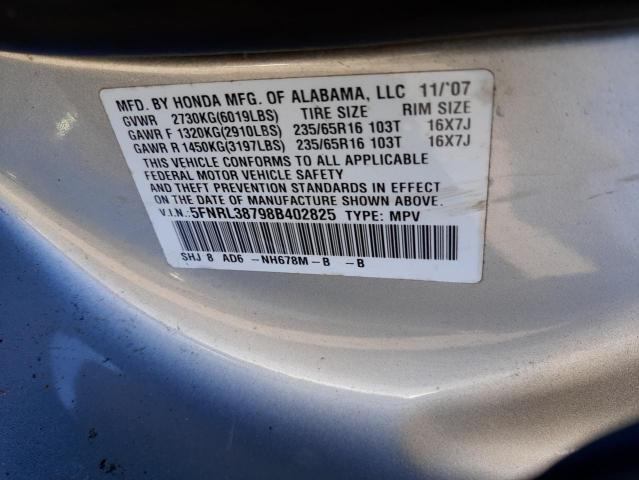 Photo 10 from auction – 2008 HONDA ODYSSEY EX with VIN 5FNRL38798B402825
