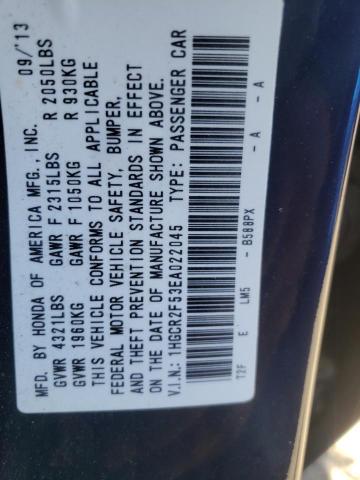 Photo 10 from auction – 2014 HONDA ACCORD SPO with VIN 1HGCR2F53EA022045