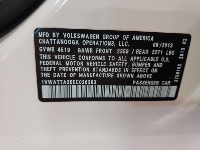 Photo 10 from auction – 2014 VOLKSWAGEN PASSAT S with VIN 1VWAT7A35EC026383