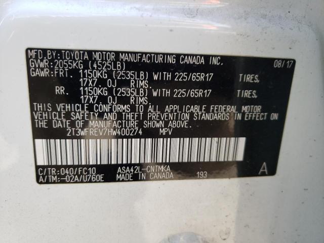 Photo 10 from auction – 2017 TOYOTA RAV4 XLE with VIN 2T3WFREV7HW400274