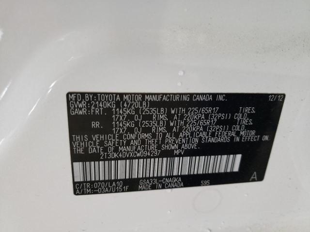 Photo 10 from auction – 2012 TOYOTA RAV4 LIMIT with VIN 2T3DK4DVXCW094297