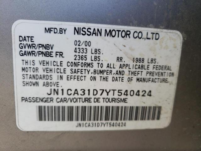 Photo 10 from auction – 2000 NISSAN MAXIMA GLE with VIN JN1CA31D7YT540424
