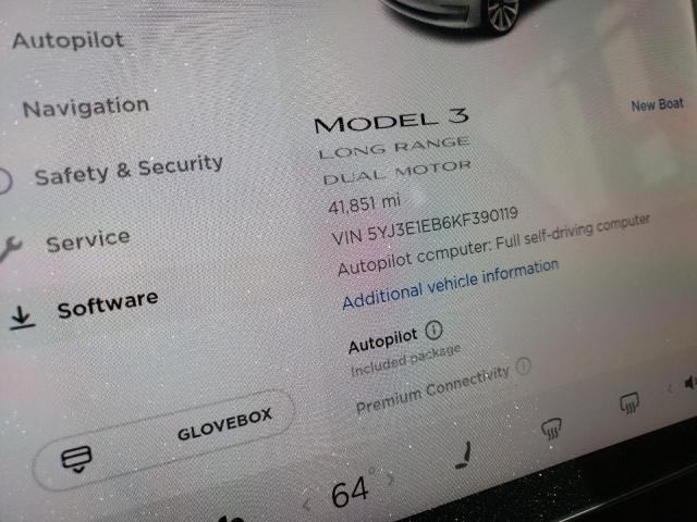 Photo 8 from auction – 2019 TESLA MODEL 3 with VIN 5YJ3E1EB6KF390119