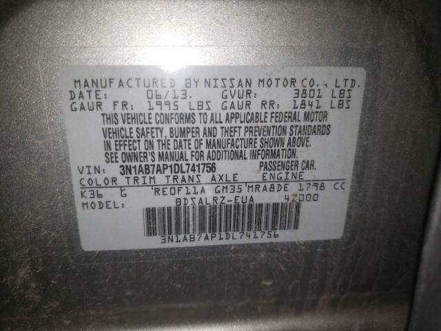 Photo 10 from auction – 2013 NISSAN SENTRA S with VIN 3N1AB7AP1DL741756