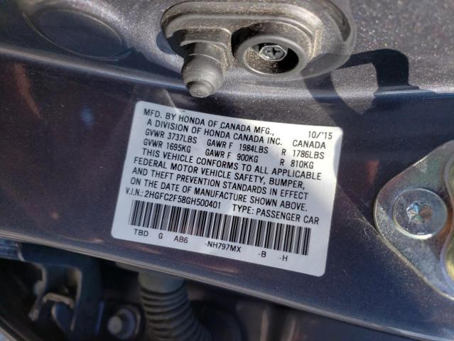 Photo 10 from auction – 2016 HONDA CIVIC LX with VIN 2HGFC2F58GH500401