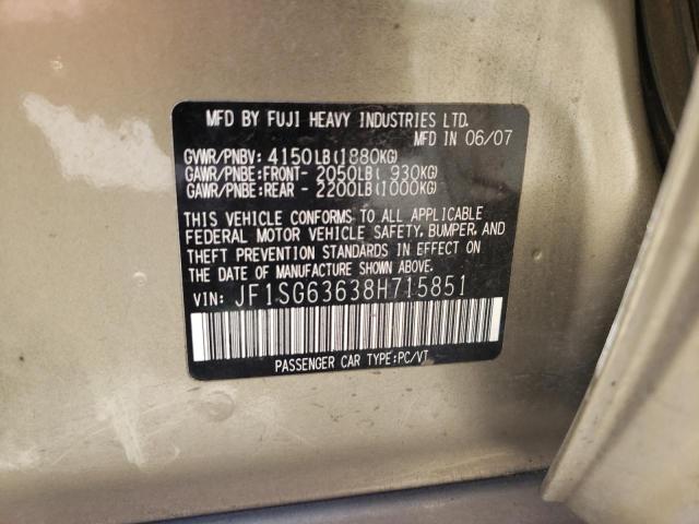 Photo 10 from auction – 2008 SUBARU FORESTER 2 with VIN JF1SG63638H715851