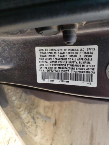 Photo 10 from auction – 2013 HONDA CIVIC LX with VIN 19XFB2F53DE258027